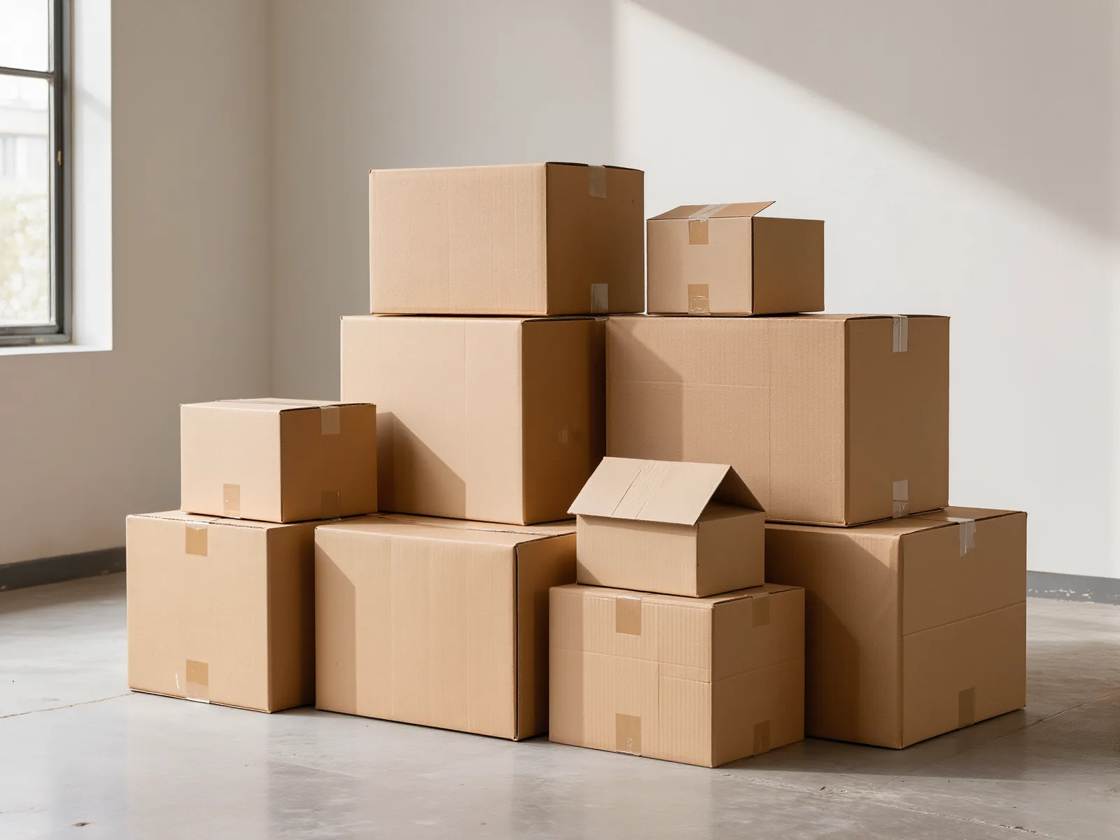 Cajas de cartón corrugado de distintas medidas con su precio por pieza